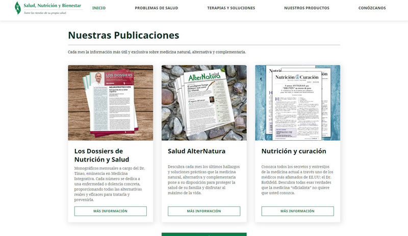 Salud Nutricion y Bienestar website screenshot 1